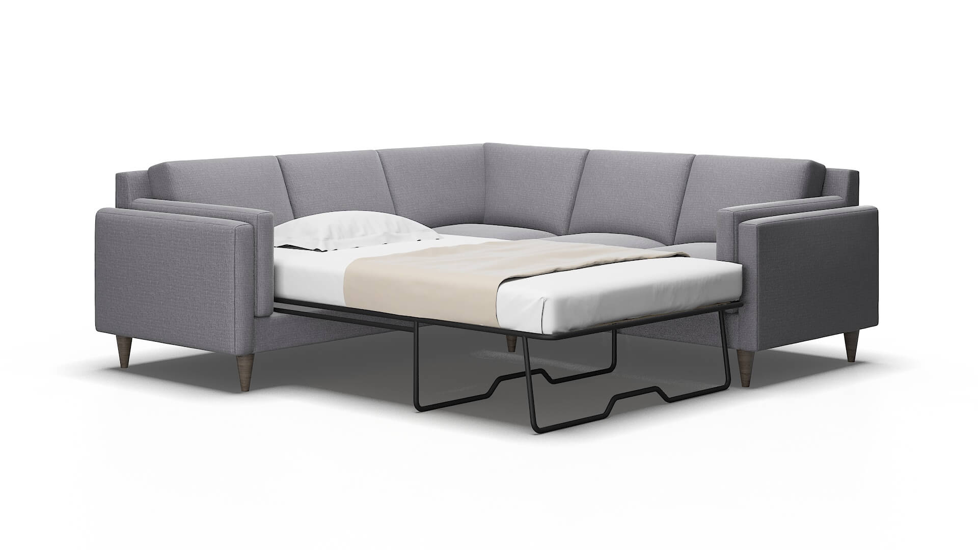 Helsinki Parker Ash Sectional Sleeper Espresso legs 2