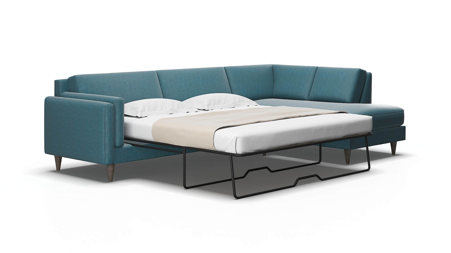 Helsinki Royale Electric_blue Panel Sleeper Espresso legs 2