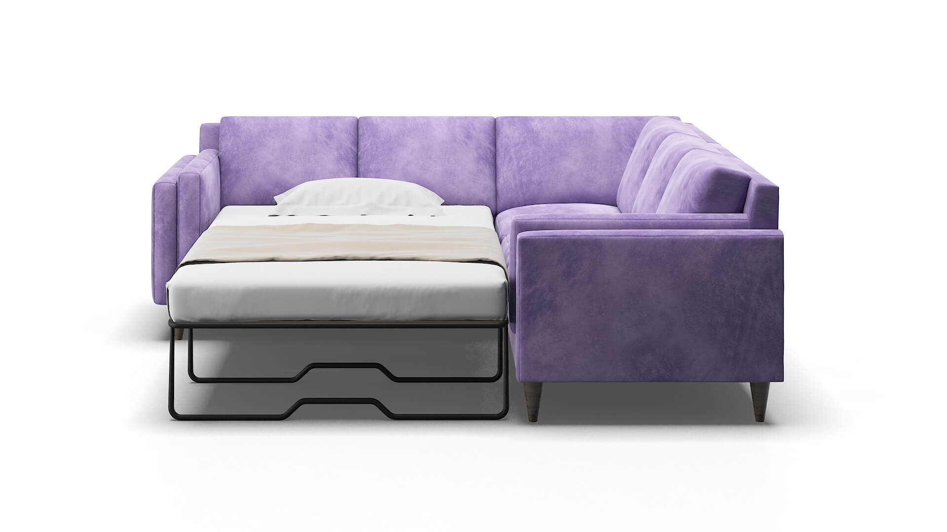 Helsinki Royale Lavender Sectional Sleeper Espresso legs 1