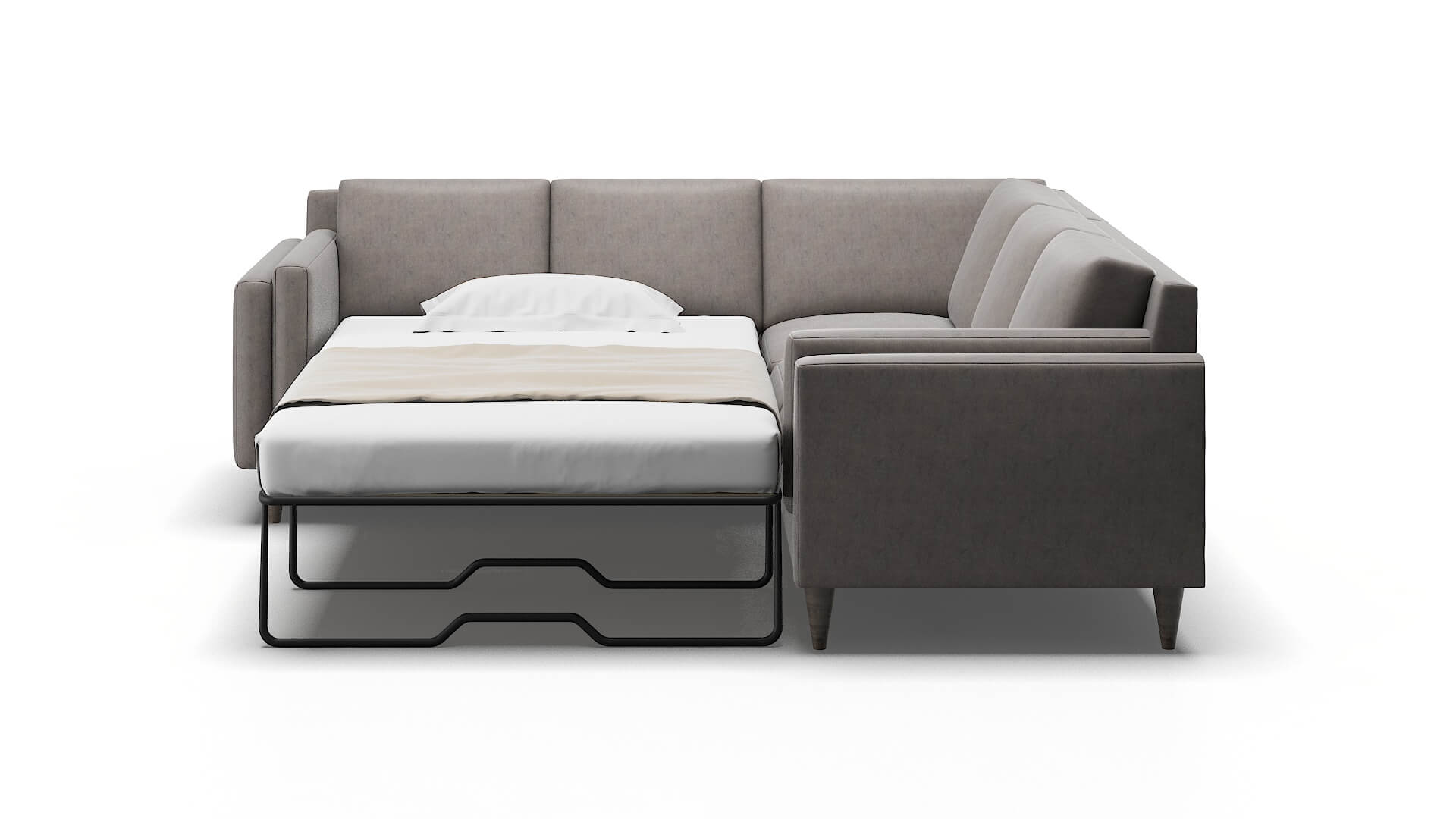 Helsinki Suave Slate Sectional Sleeper Espresso legs 1