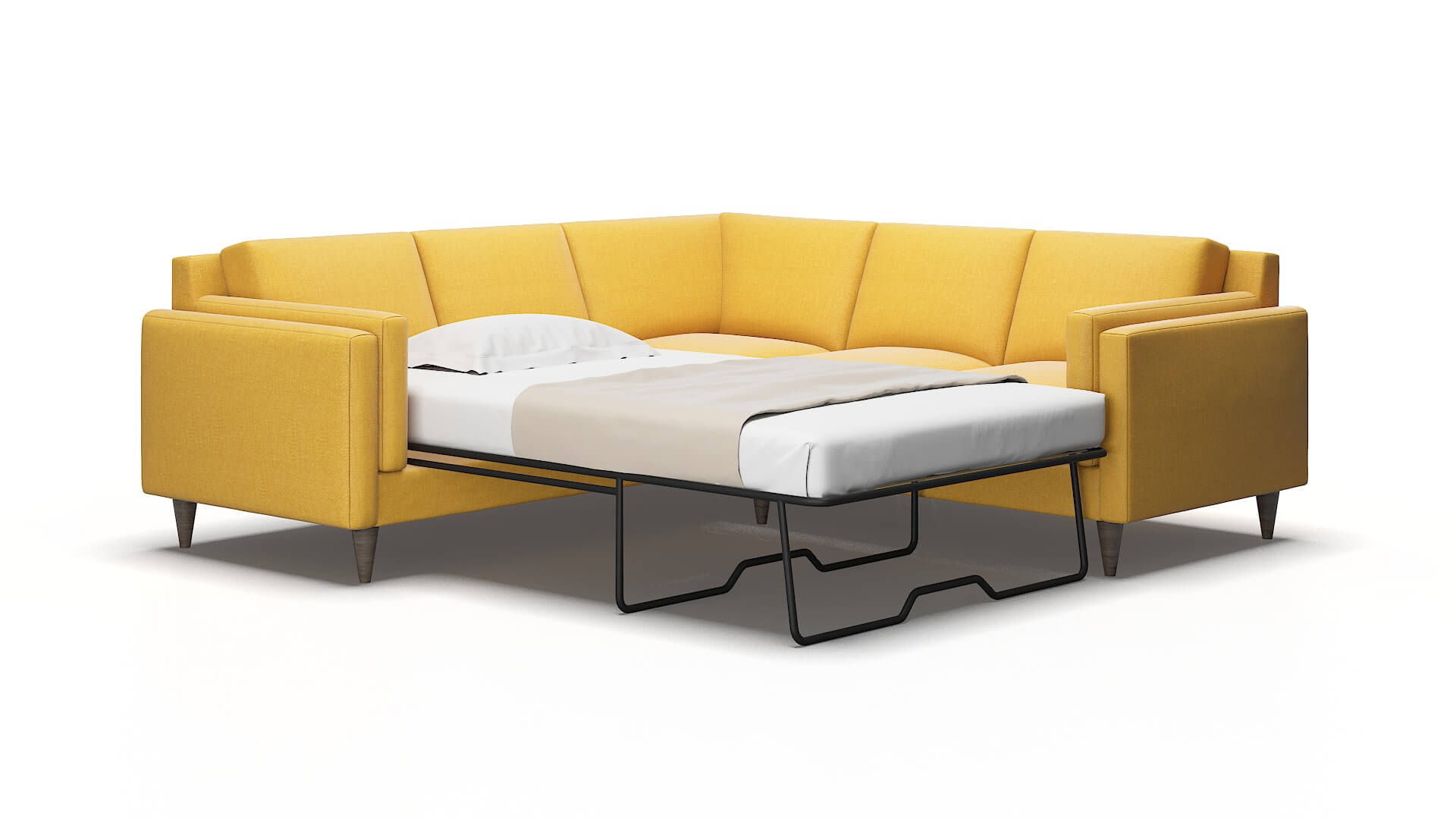 Helsinki Tess Turmeric Sectional Sleeper Espresso legs 2