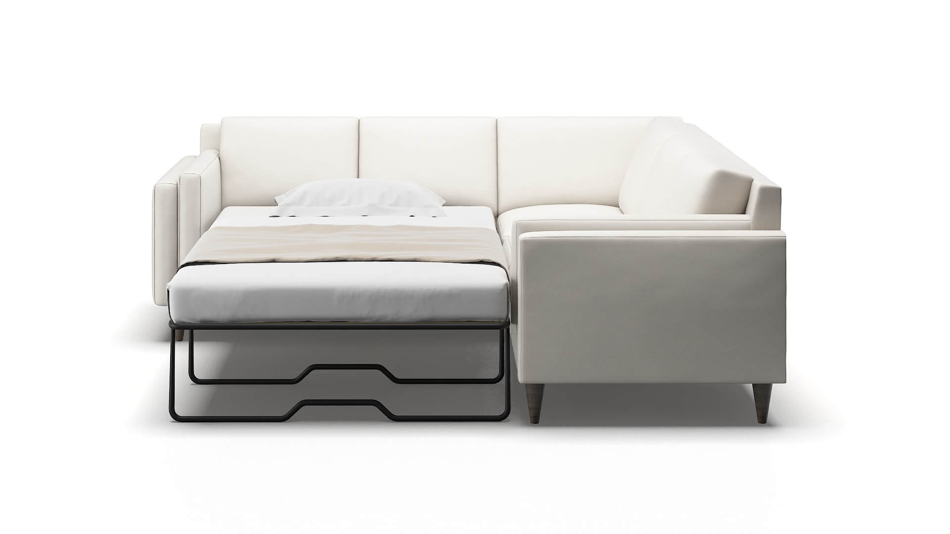 Helsinki Venice Eggshell Sectional Sleeper Espresso legs 1