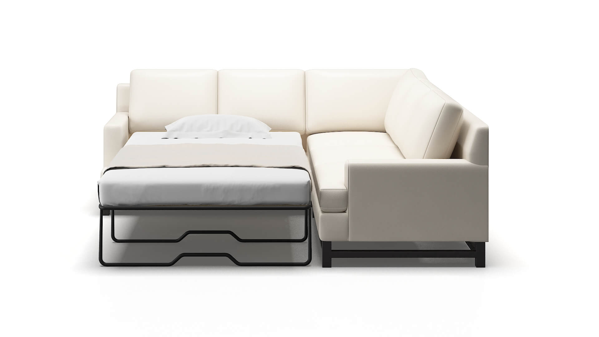 Houston Blanche Milky Sectional Sleeper Espresso legs 1