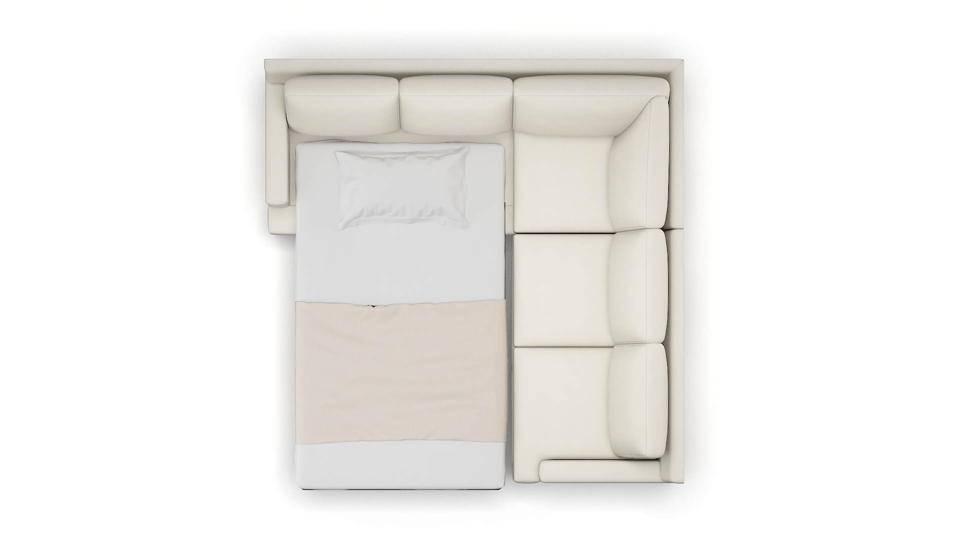 Houston Bungalow Ivory Sectional Sleeper Espresso legs 3