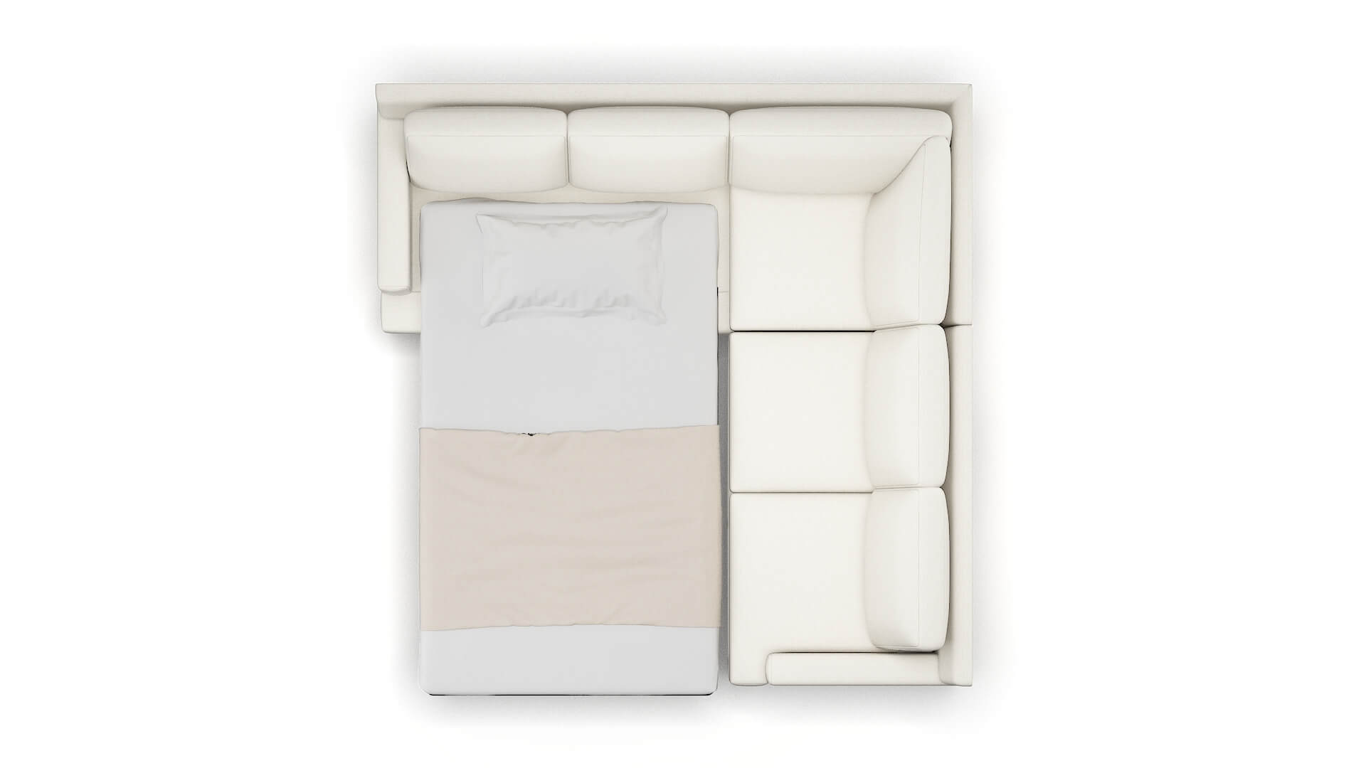 Houston Catalina Ivory Sectional Sleeper Espresso legs 3