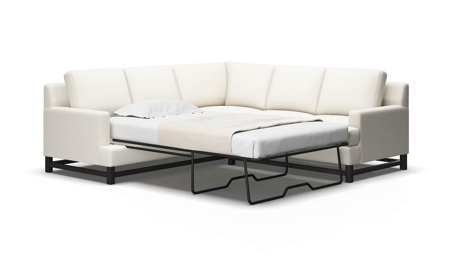 Houston Cosmo Ivory Sectional Sleeper Espresso legs 2