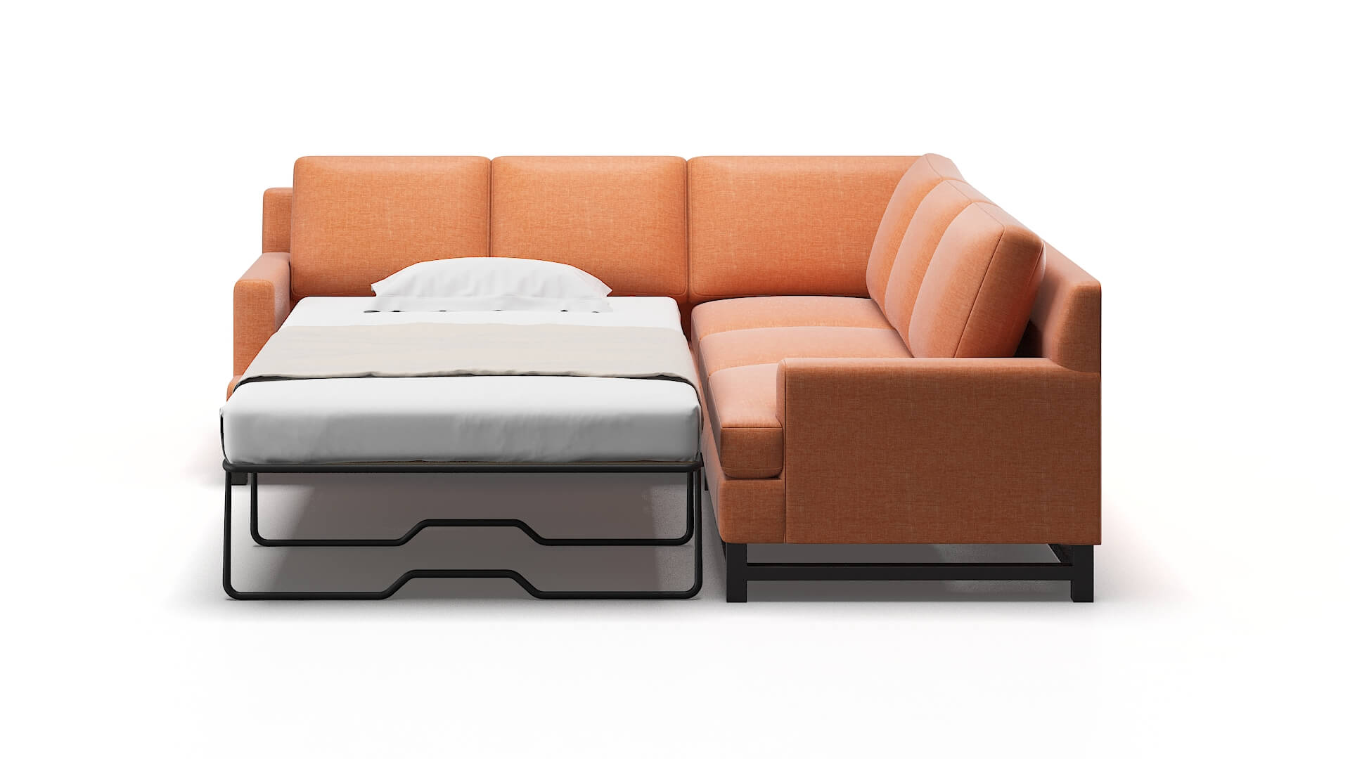 Houston Durham Tangerine Sectional Sleeper Espresso legs 1