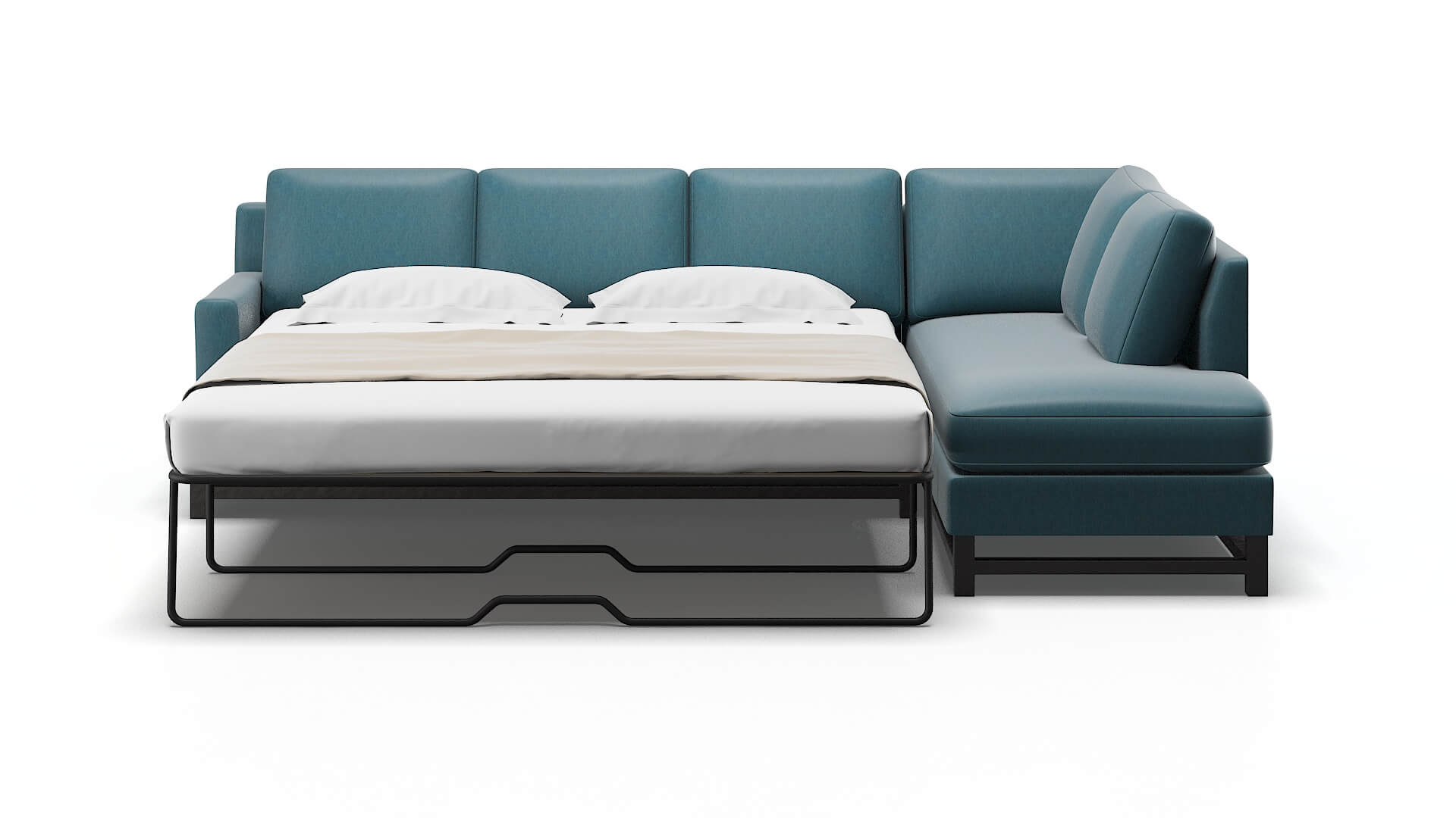 Houston Hepburn Teal Panel Sleeper Espresso legs 1