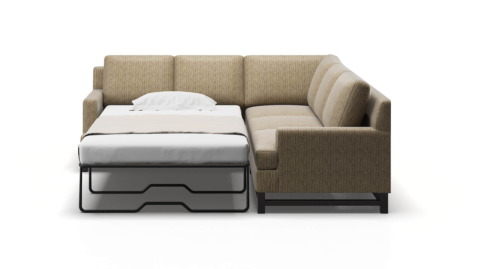 Houston Marcy Camel Sectional Sleeper Espresso legs 1