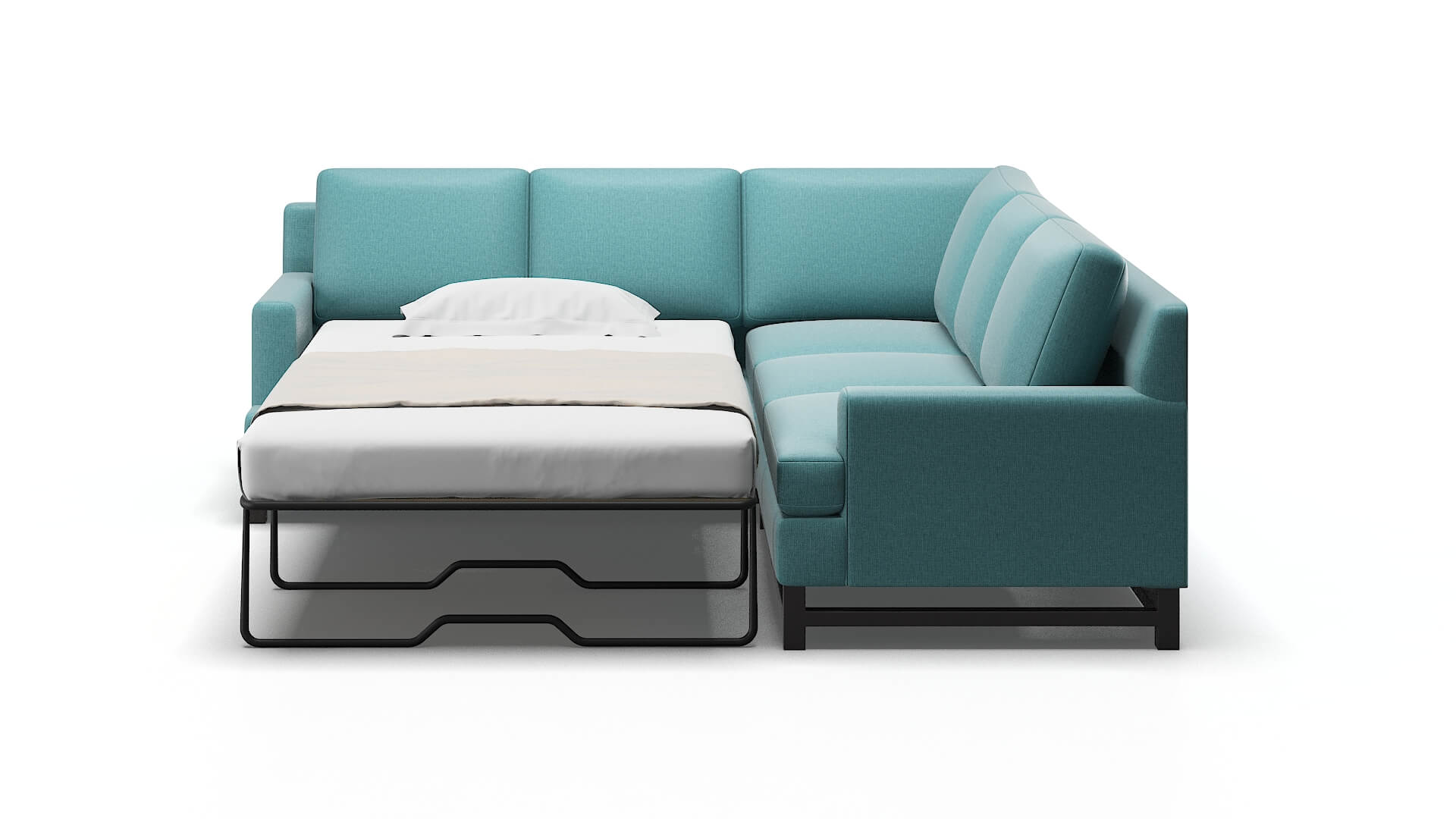 Houston Parker Turquoise Sectional Sleeper Espresso legs 1