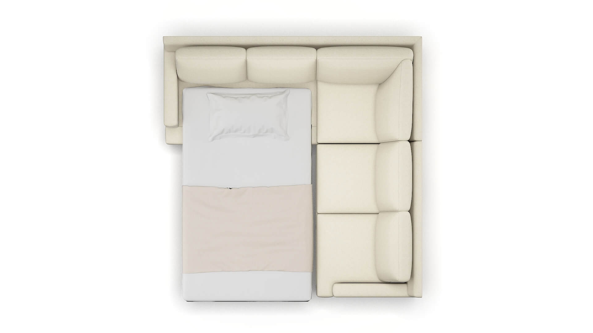 Houston Phoenix Ivory Sectional Sleeper Espresso legs 3