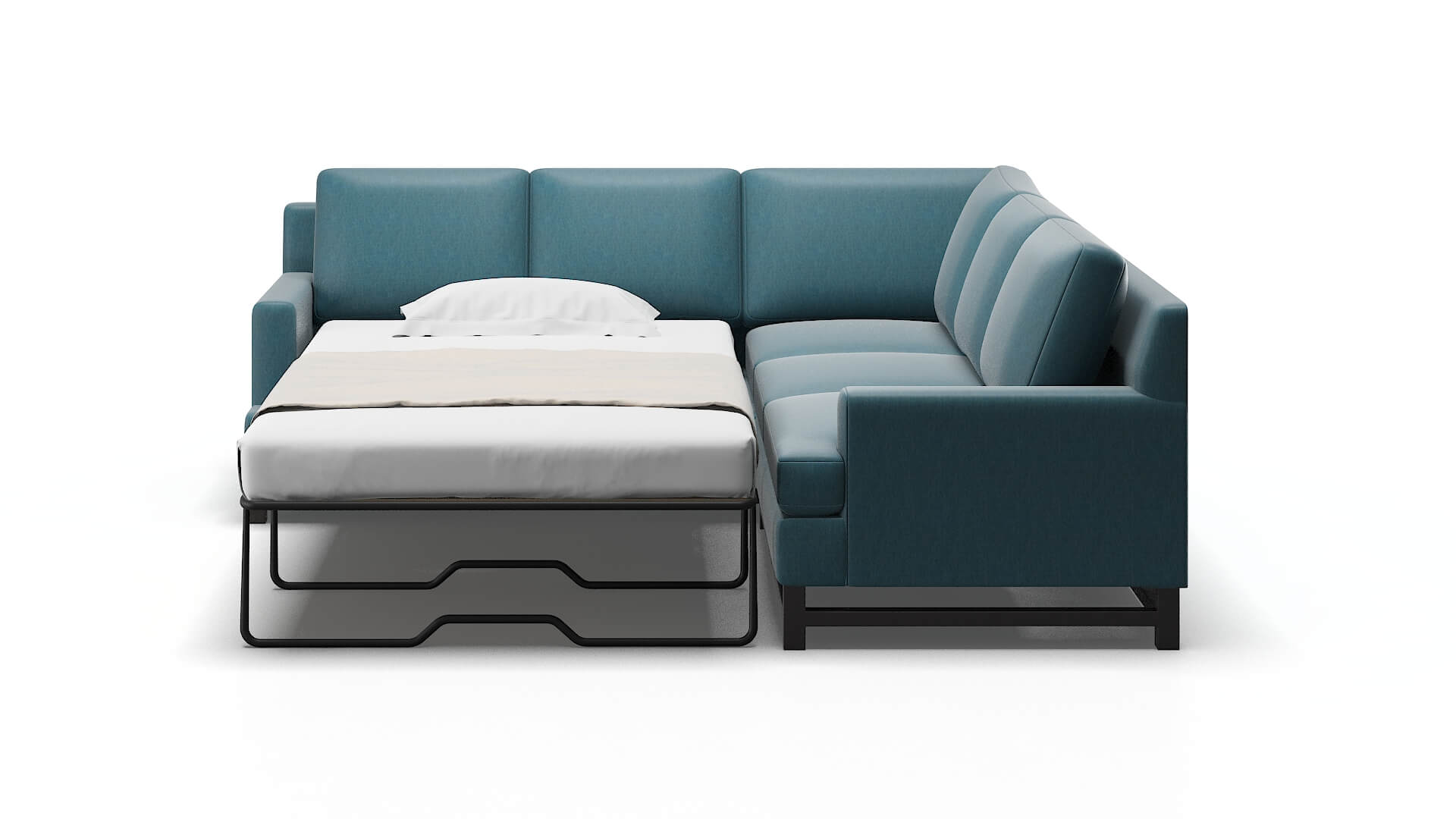 Houston Royale Electric_blue Sectional Sleeper Espresso legs 1