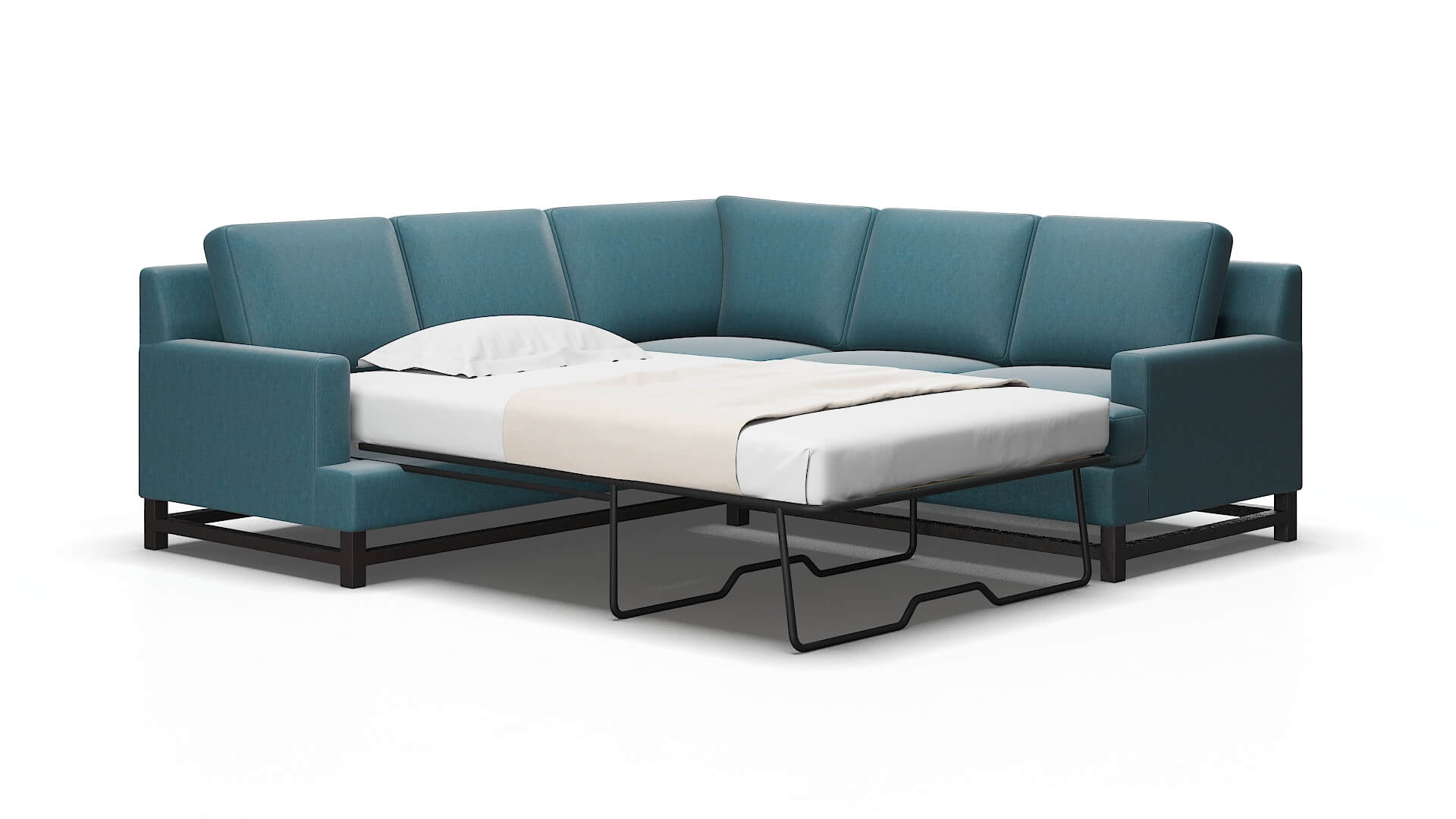 Houston Royale electric_blue Sectional sleeper Espresso Legs  2