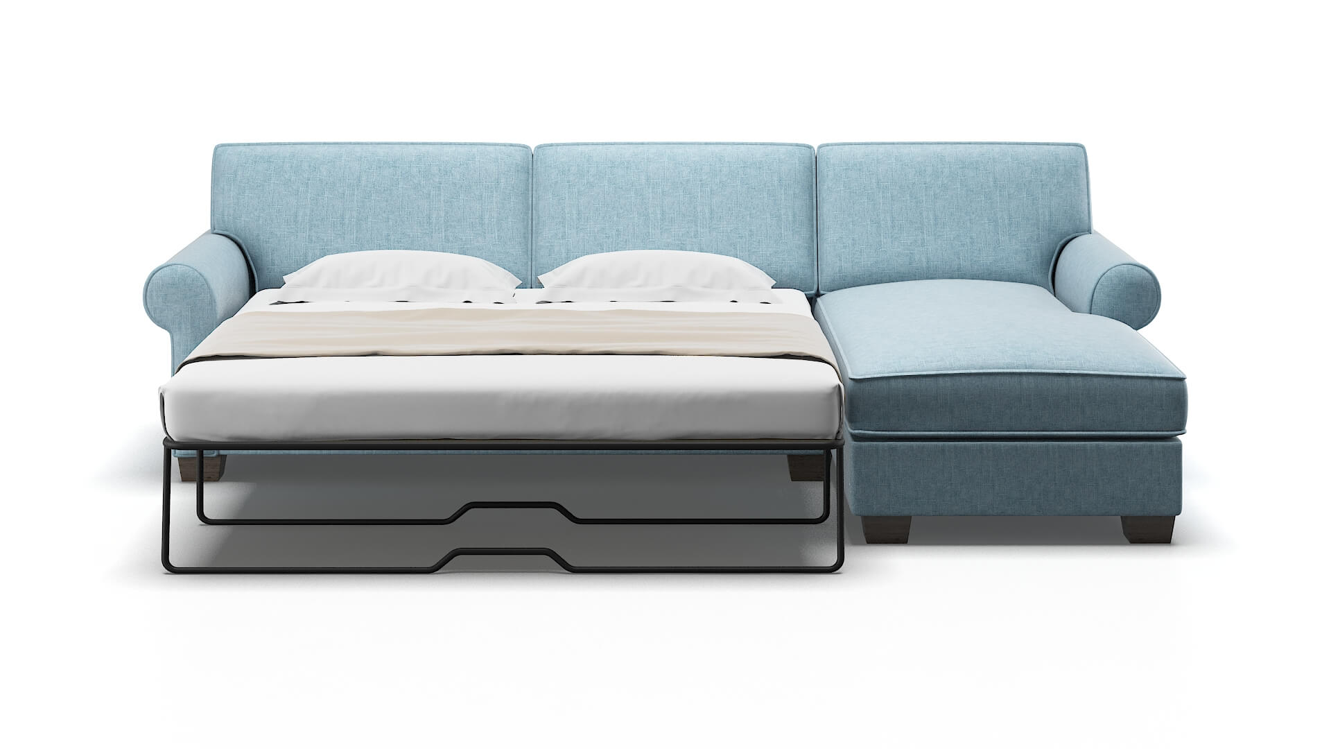 Isabel Atlas Turquoise Panel Sleeper Espresso legs 1