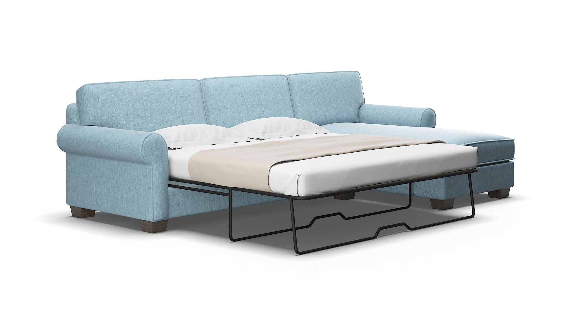 Isabel Atlas Turquoise Panel Sleeper Espresso legs 2