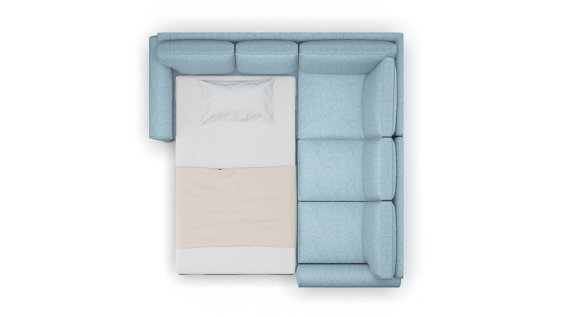 Isabel Atlas Turquoise Sectional Sleeper Espresso legs 3