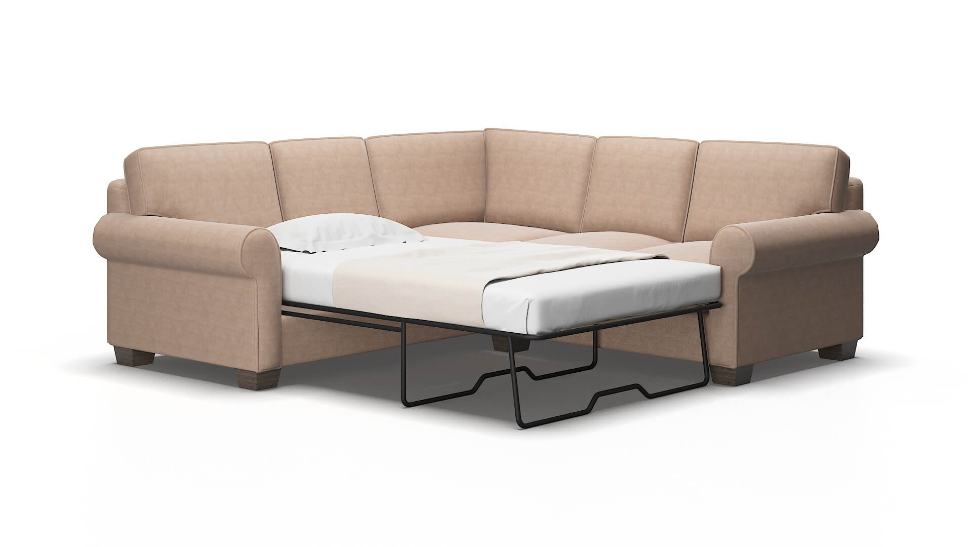 Isabel Bella pewter Sectional sleeper Espresso Legs  2
