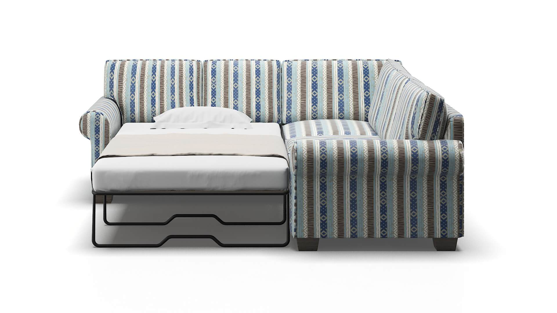 Isabel Bodhi Indigo Sectional Sleeper Espresso legs 1