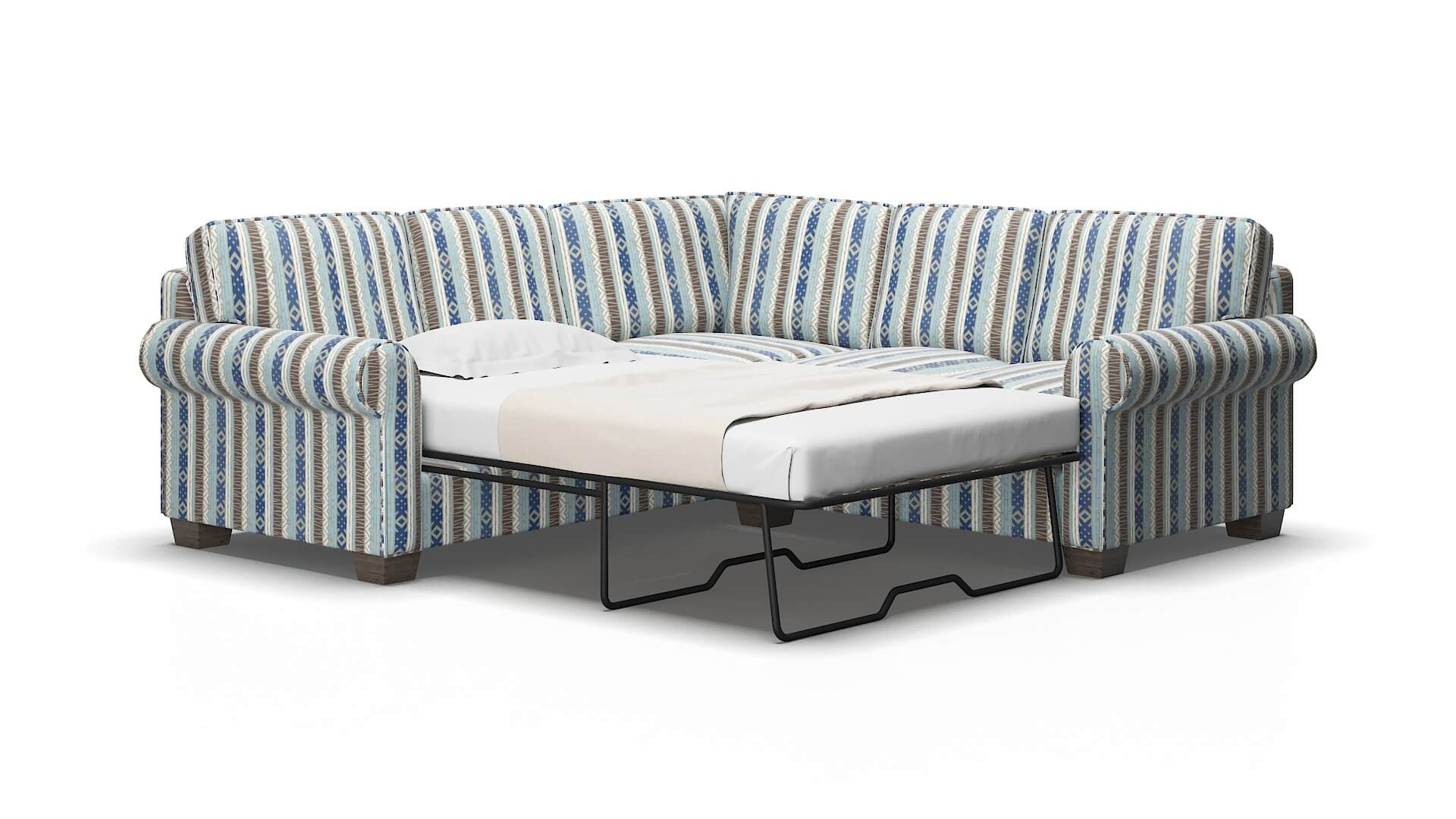 Isabel Bodhi Indigo Sectional Sleeper Espresso legs 2