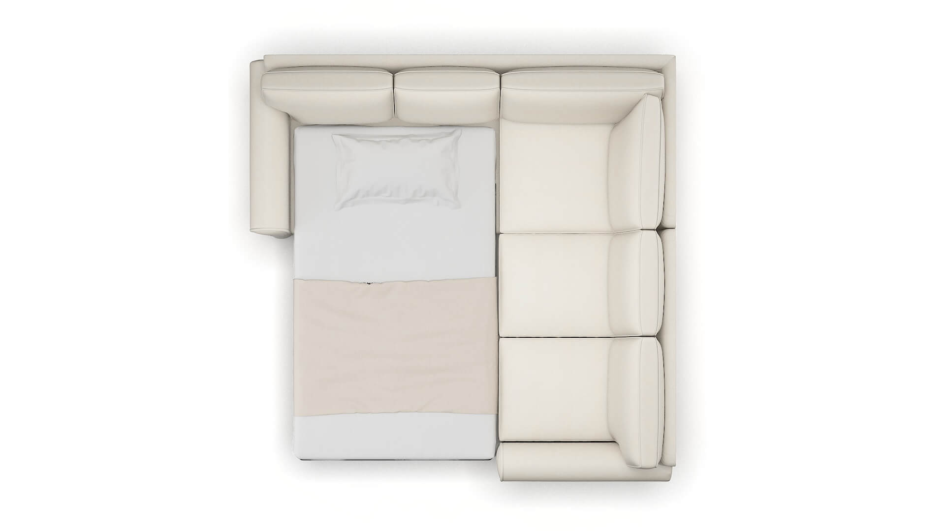 Isabel Bungalow Ivory Sectional Sleeper Espresso legs 3