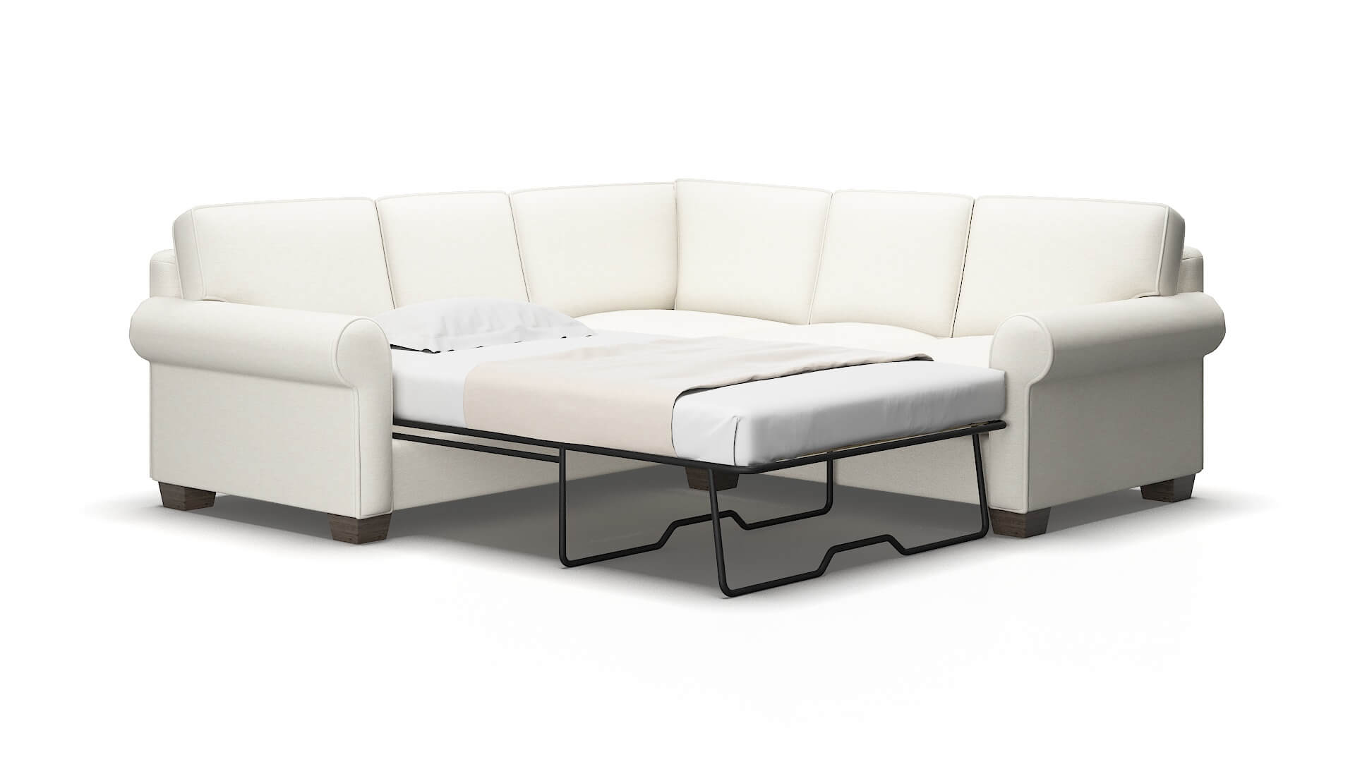 Isabel Catalina Ivory Sectional Sleeper espresso legs 2