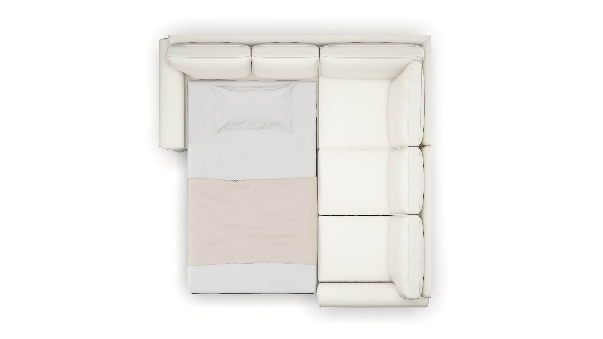 Isabel Catalina Ivory Sectional Sleeper Espresso legs 3