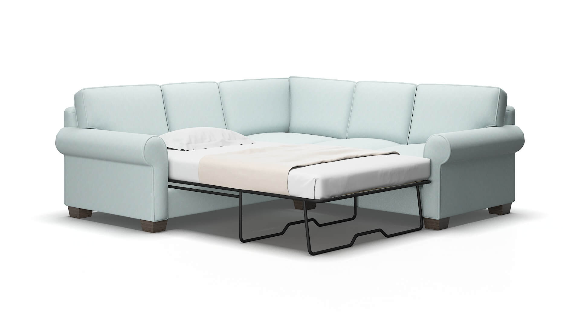Isabel Clyde Cornflower Sectional Sleeper Espresso legs 2