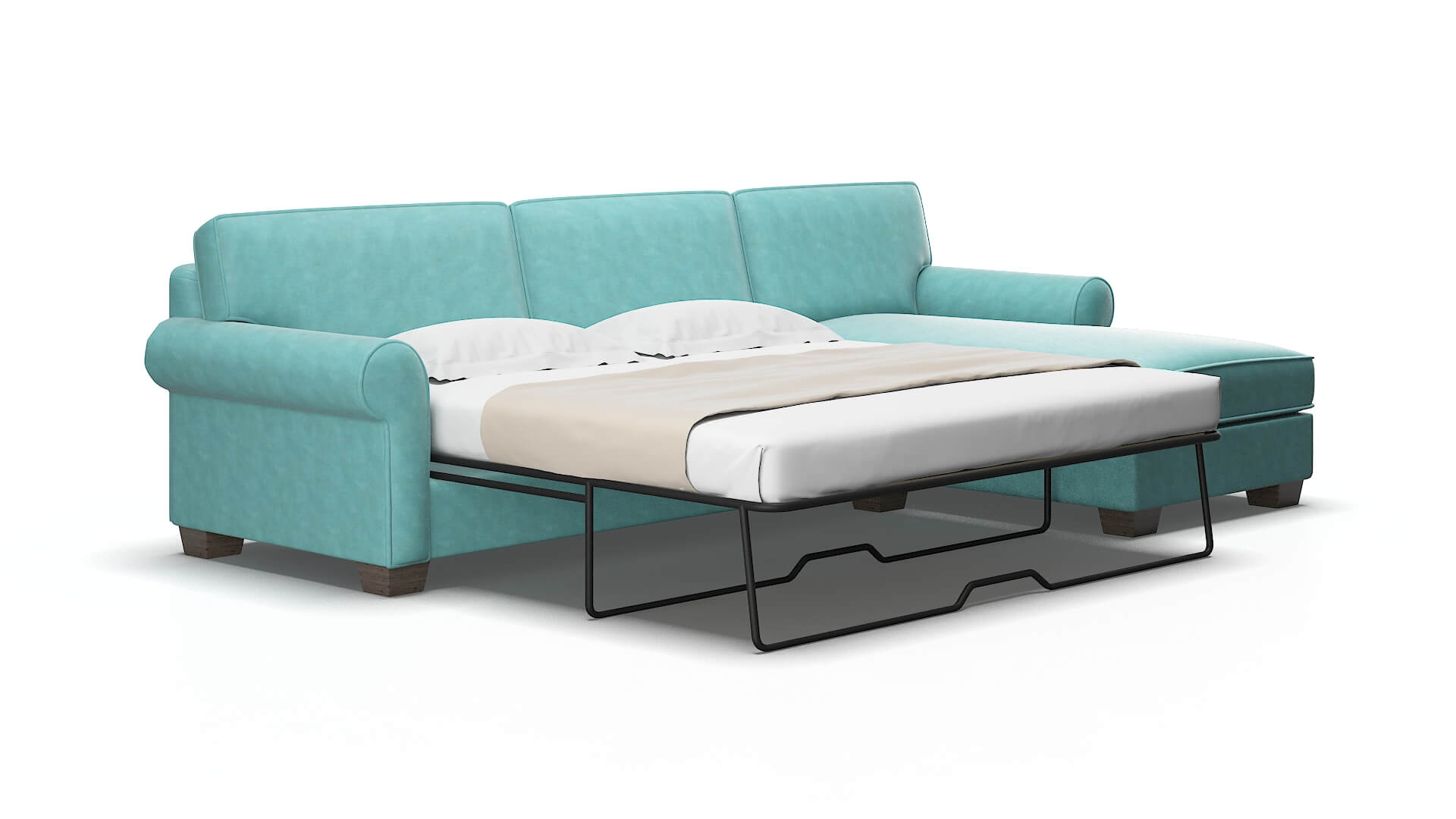 Isabel Curious turquoise Panel sleeper Espresso Legs  2