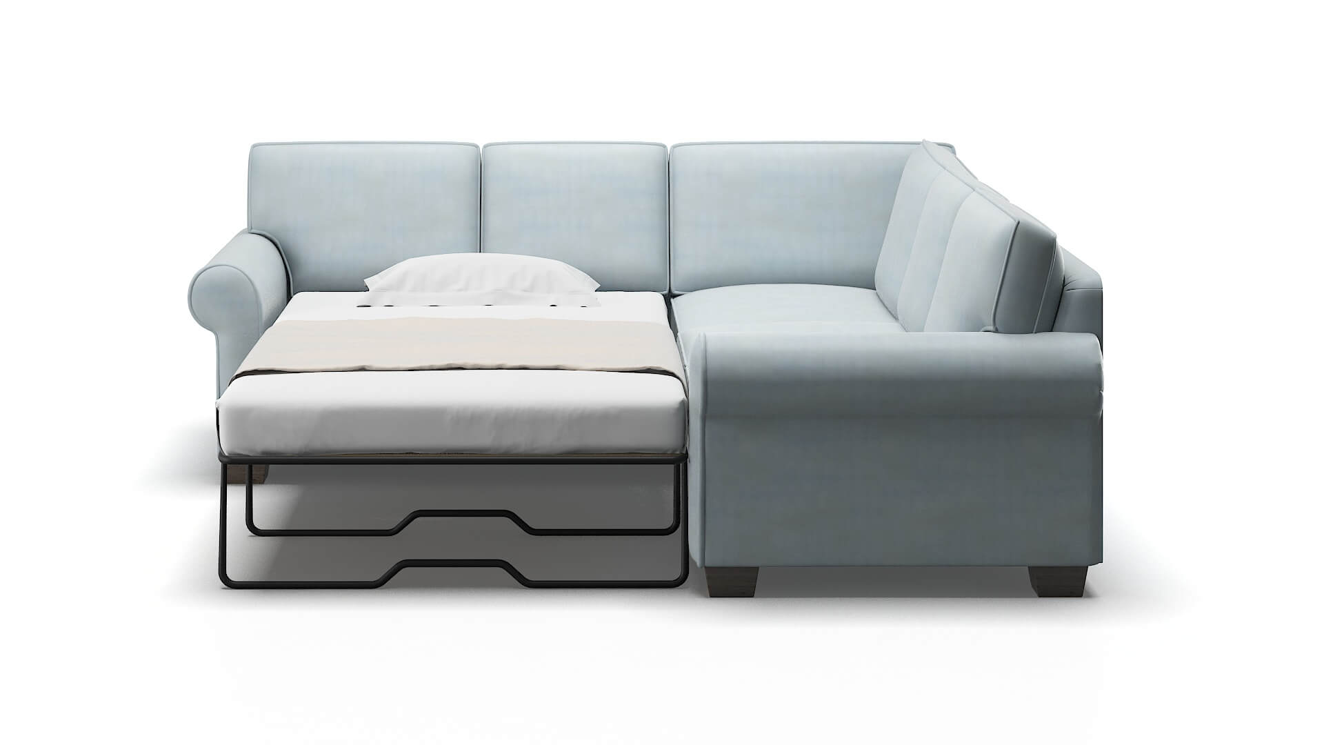Isabel Hathaway Aqua Sectional Sleeper Espresso legs 1