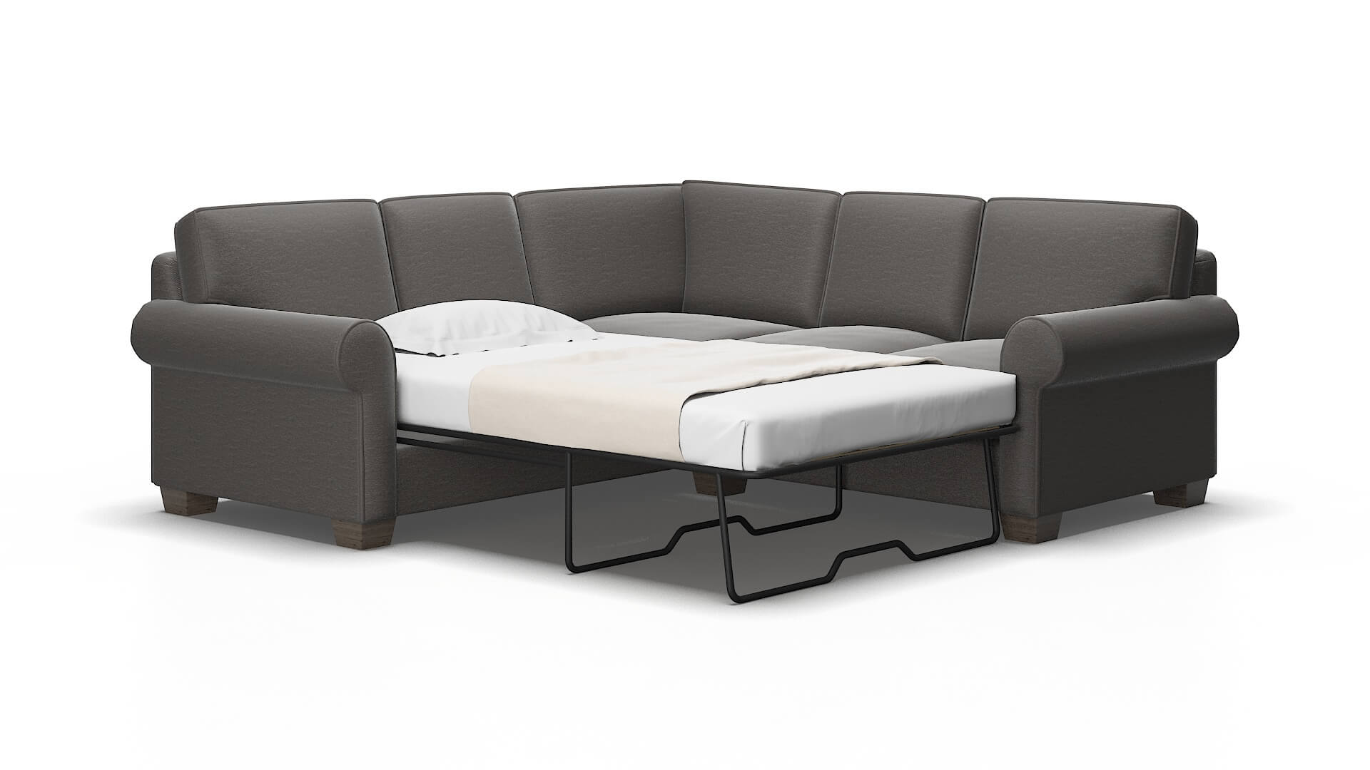 Isabel Oscar Grey Sectional Sleeper Espresso legs 2
