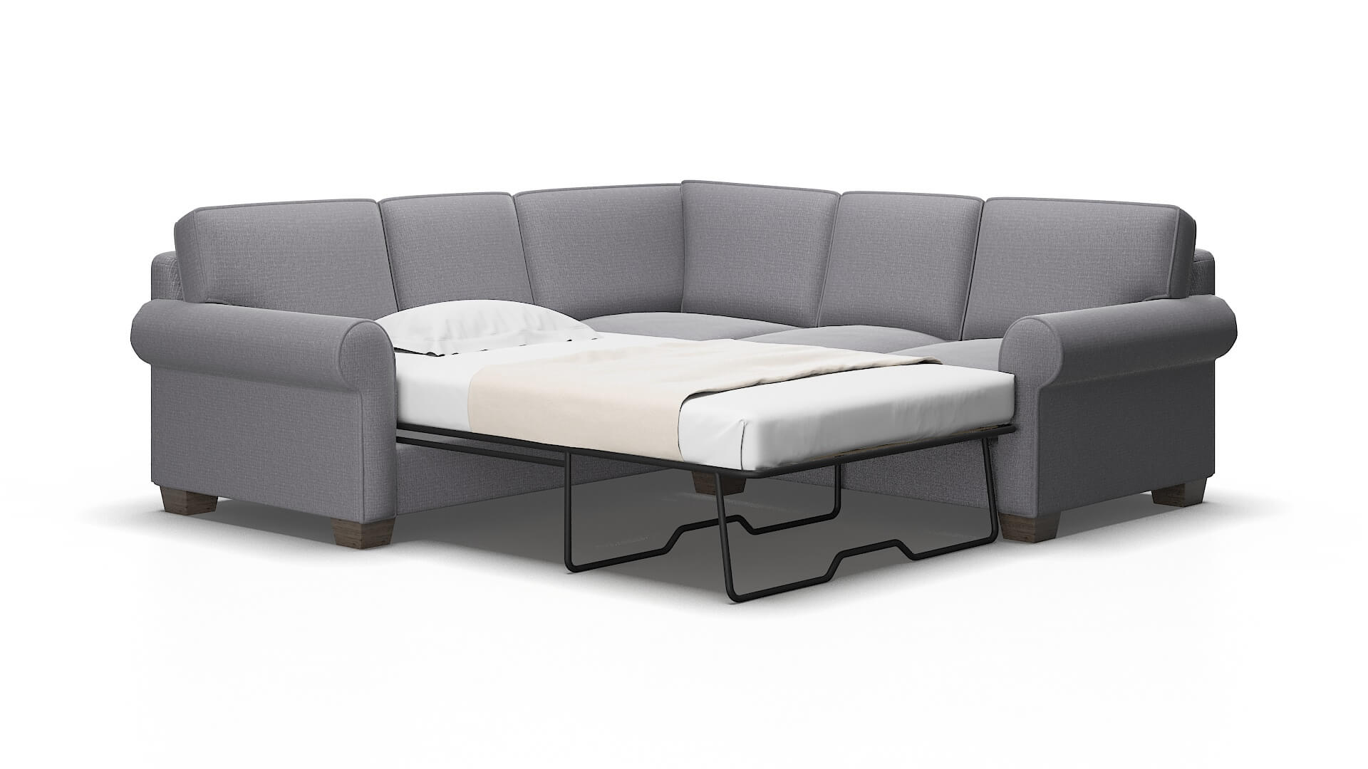 Isabel Parker Ash Sectional Sleeper Espresso legs 2