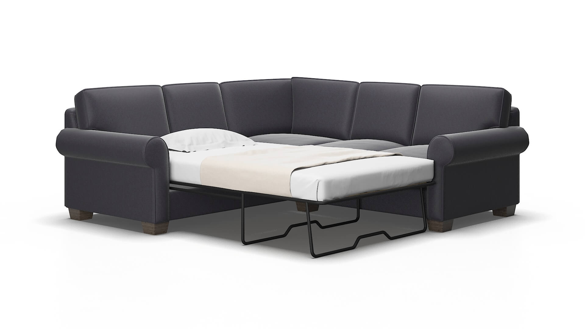 Isabel Parker Charcoal Sectional Sleeper Espresso legs 2