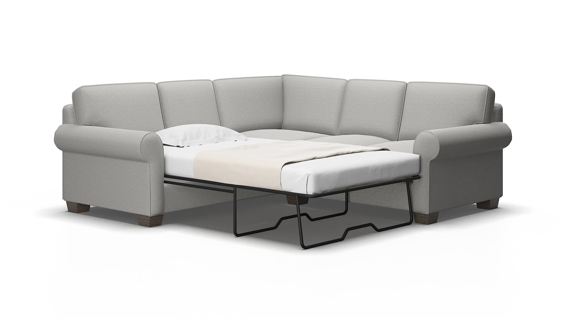 Isabel Parker Silver Sectional Sleeper Espresso legs 2