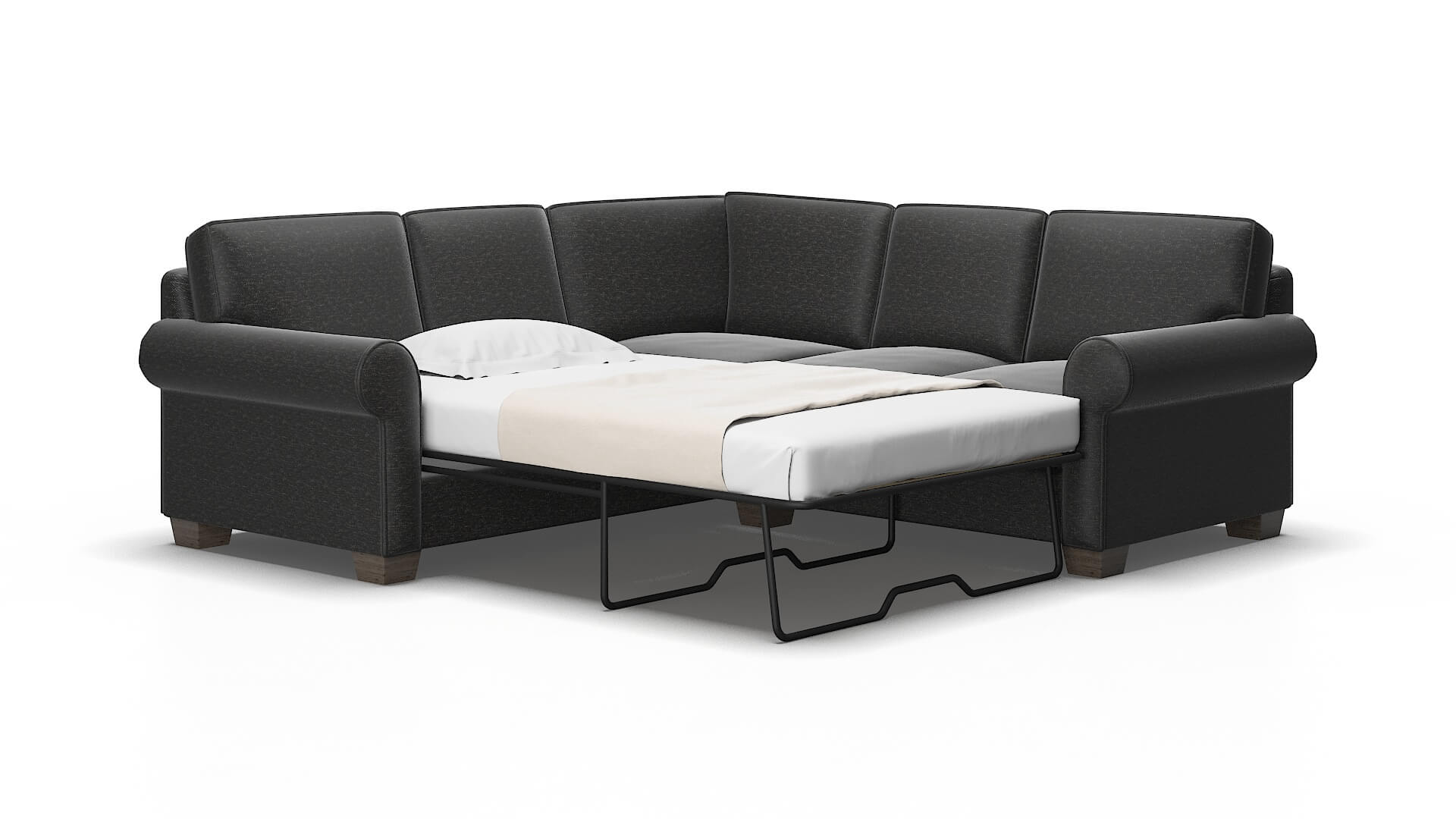 Isabel Phoenix Charcoal Sectional Sleeper Espresso Legs 2