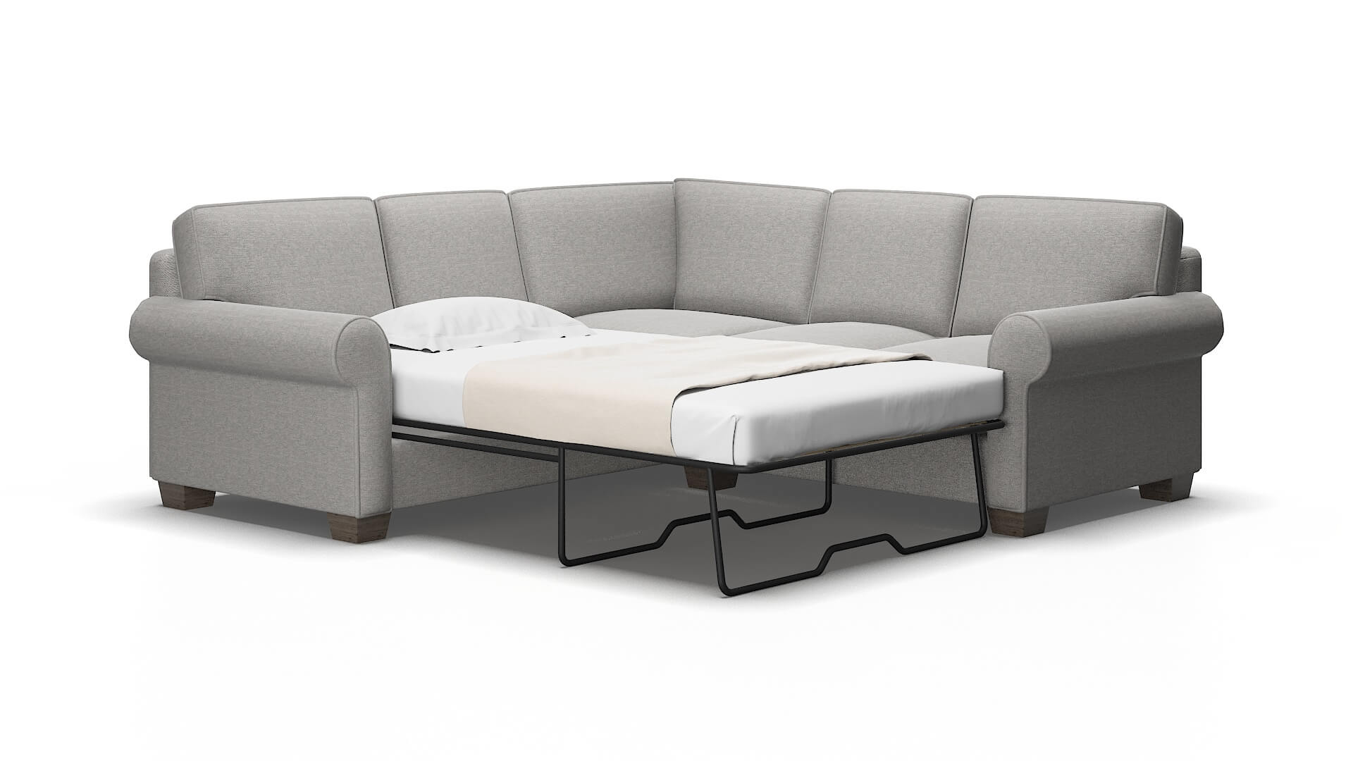 Isabel Phoenix Smoke Sectional Sleeper Espresso legs 2