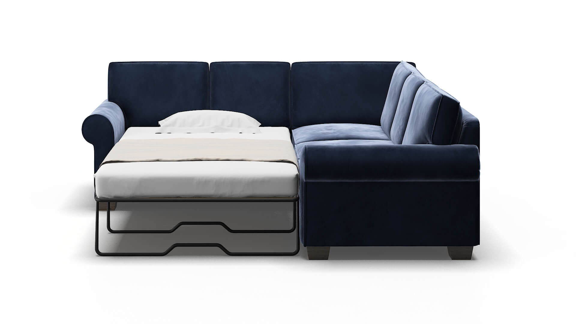 Isabel Royale Cobalt Sectional Sleeper Espresso legs 1