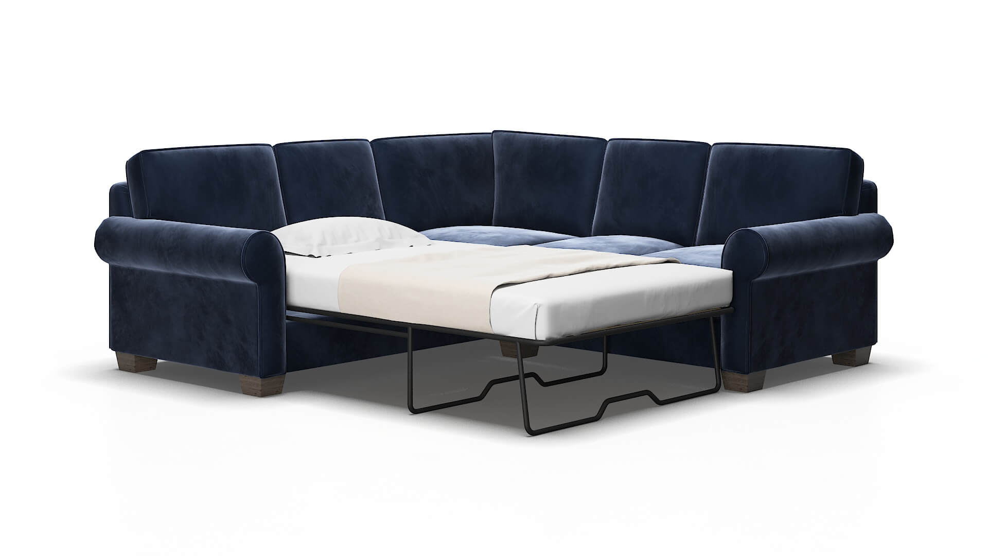 Isabel Royale cobalt Sectional sleeper Espresso Legs  2