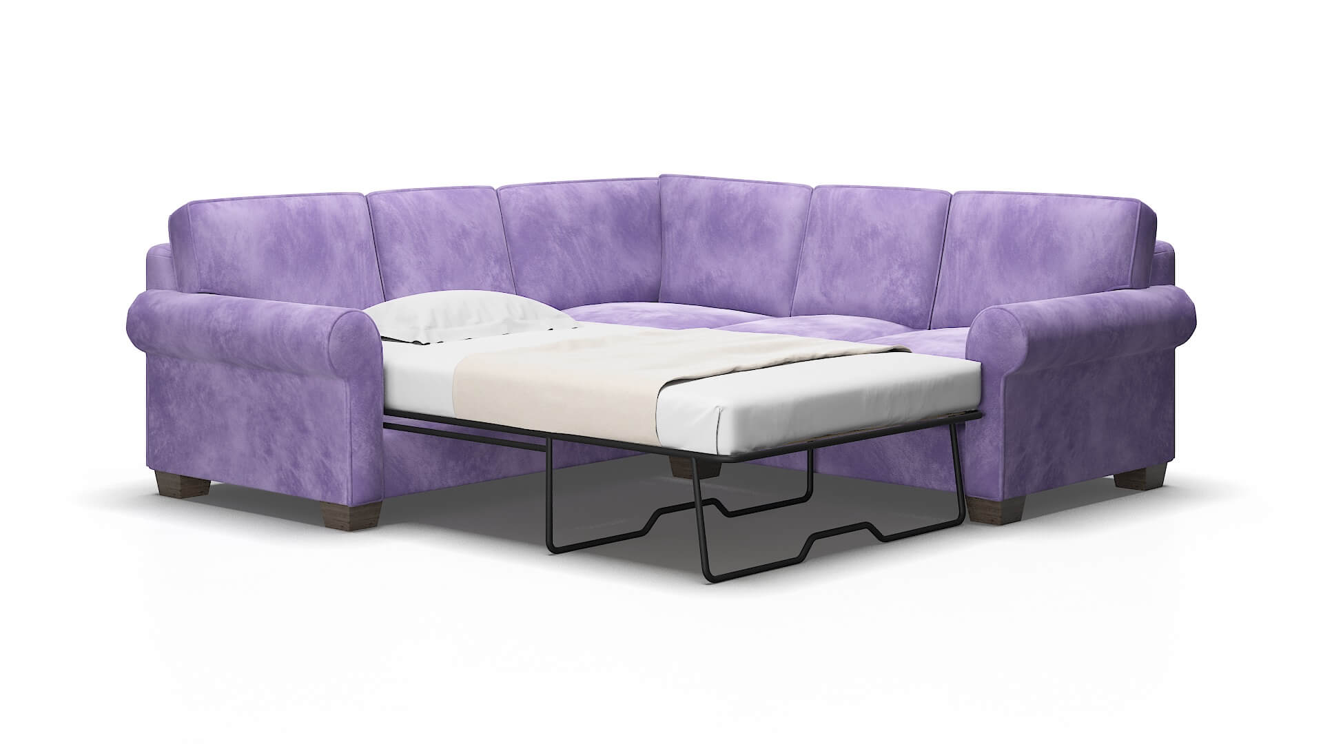 Isabel Royale lavender Sectional sleeper Espresso Legs  2