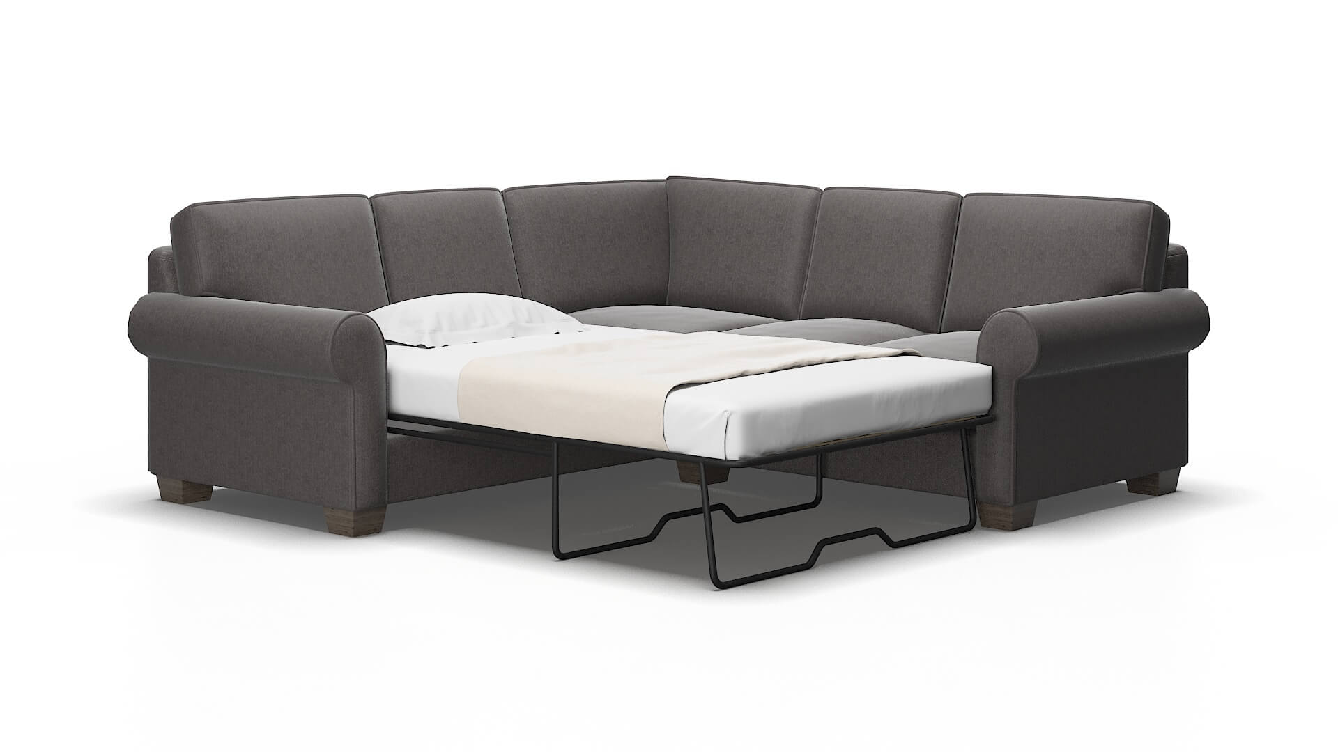 Isabel Sasha grey Sectional sleeper Espresso Legs  2