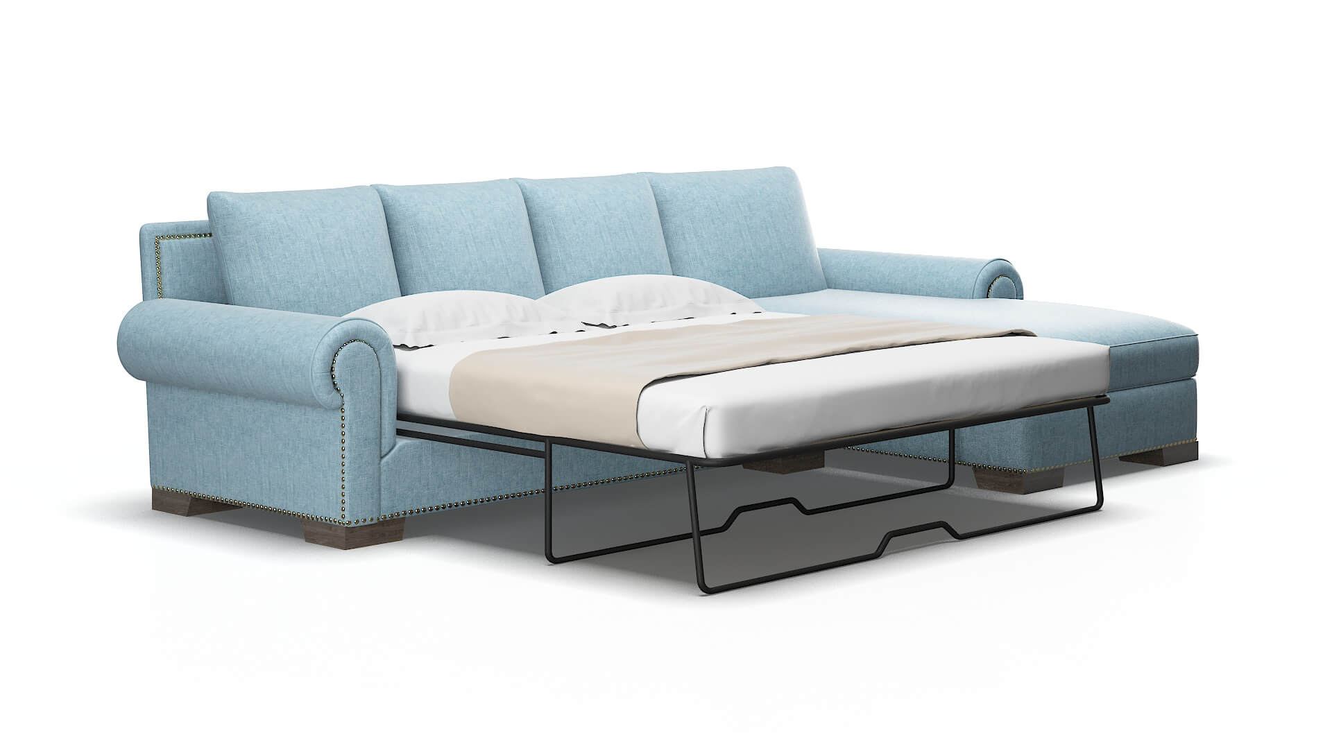 James Atlas Turquoise Panel Sleeper Espresso legs 2