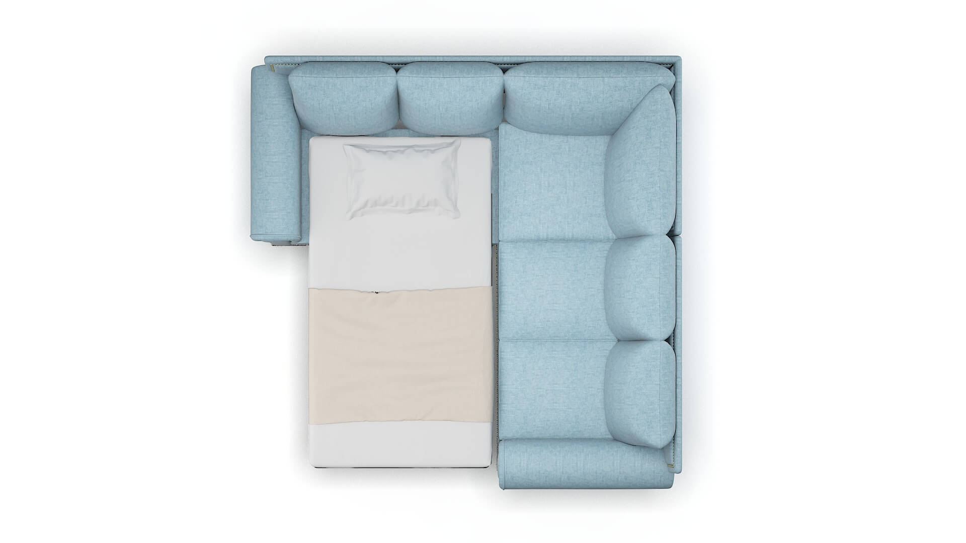 James Atlas Turquoise Sectional Sleeper Espresso legs 3