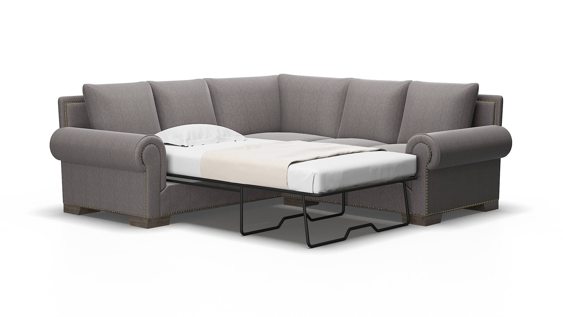 James Atlas_plz silver Sectional sleeper Espresso Legs  2