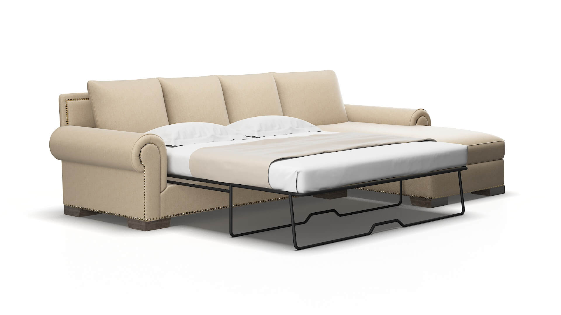 James Avenger Burlap Panel Sleeper espresso legs 2