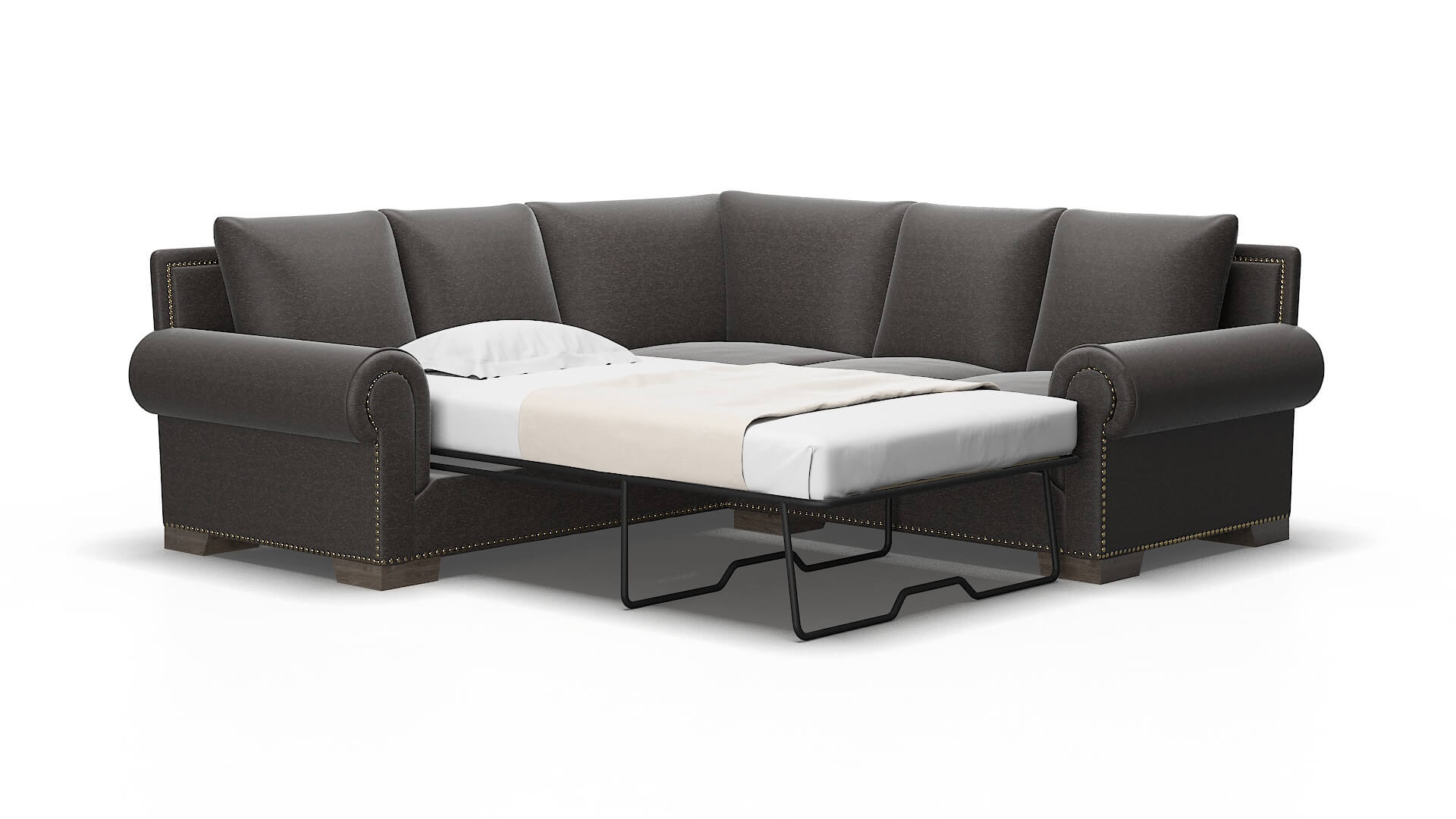James Avenger Denim Sectional Sleeper Espresso legs 2
