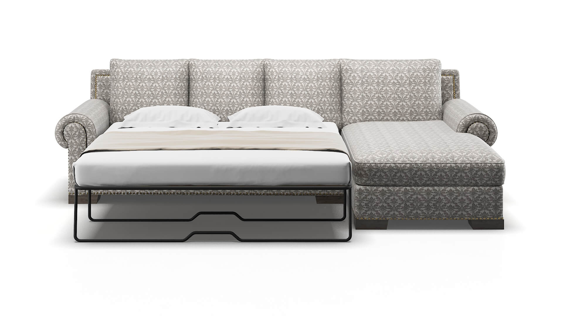 James Bergamo Dove Panel Sleeper Espresso legs 1