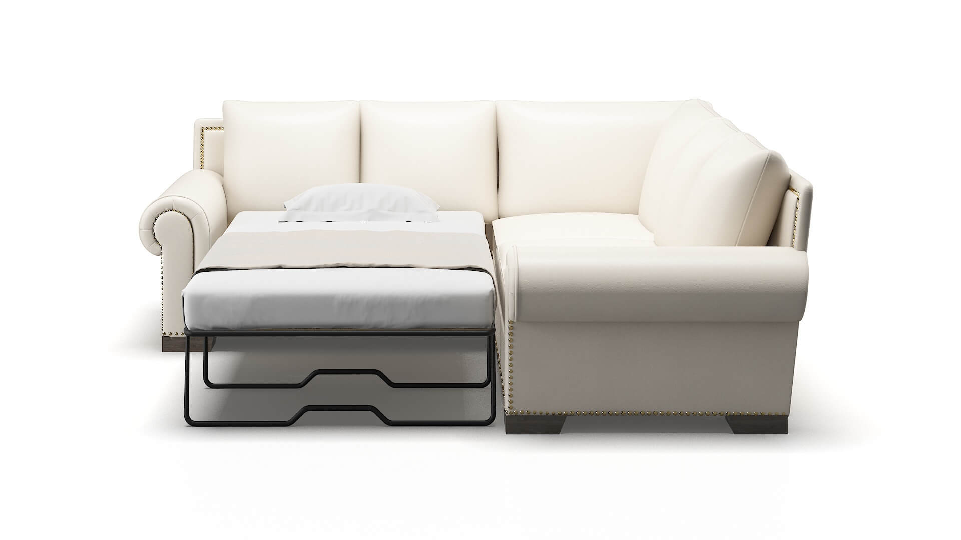 James Blanche Milky Sectional Sleeper Espresso legs 1