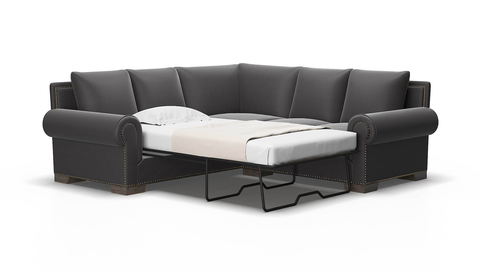 James Catalina charcoal Sectional sleeper Espresso Legs  2