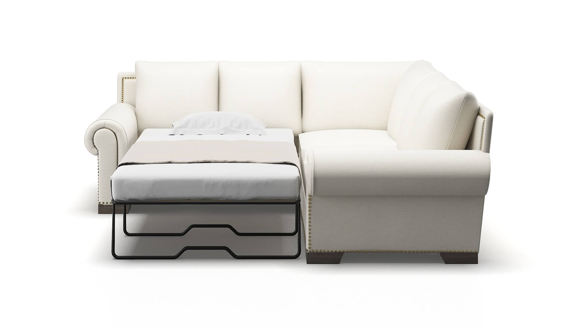 James Catalina Ivory Sectional Sleeper Espresso legs 1