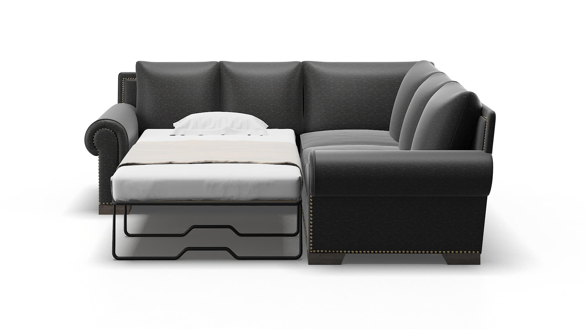 James Chance Denim Sectional Sleeper Espresso legs 1