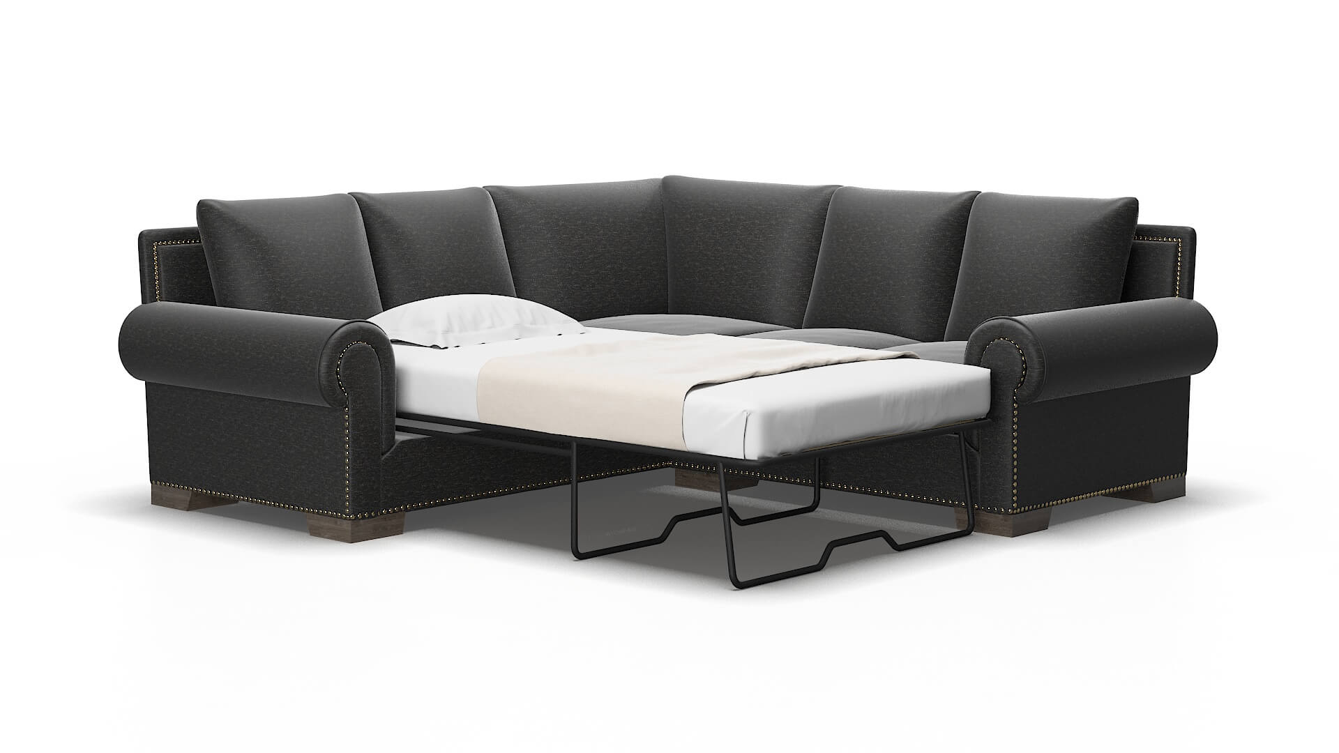 James Chance Denim Sectional Sleeper espresso legs 2
